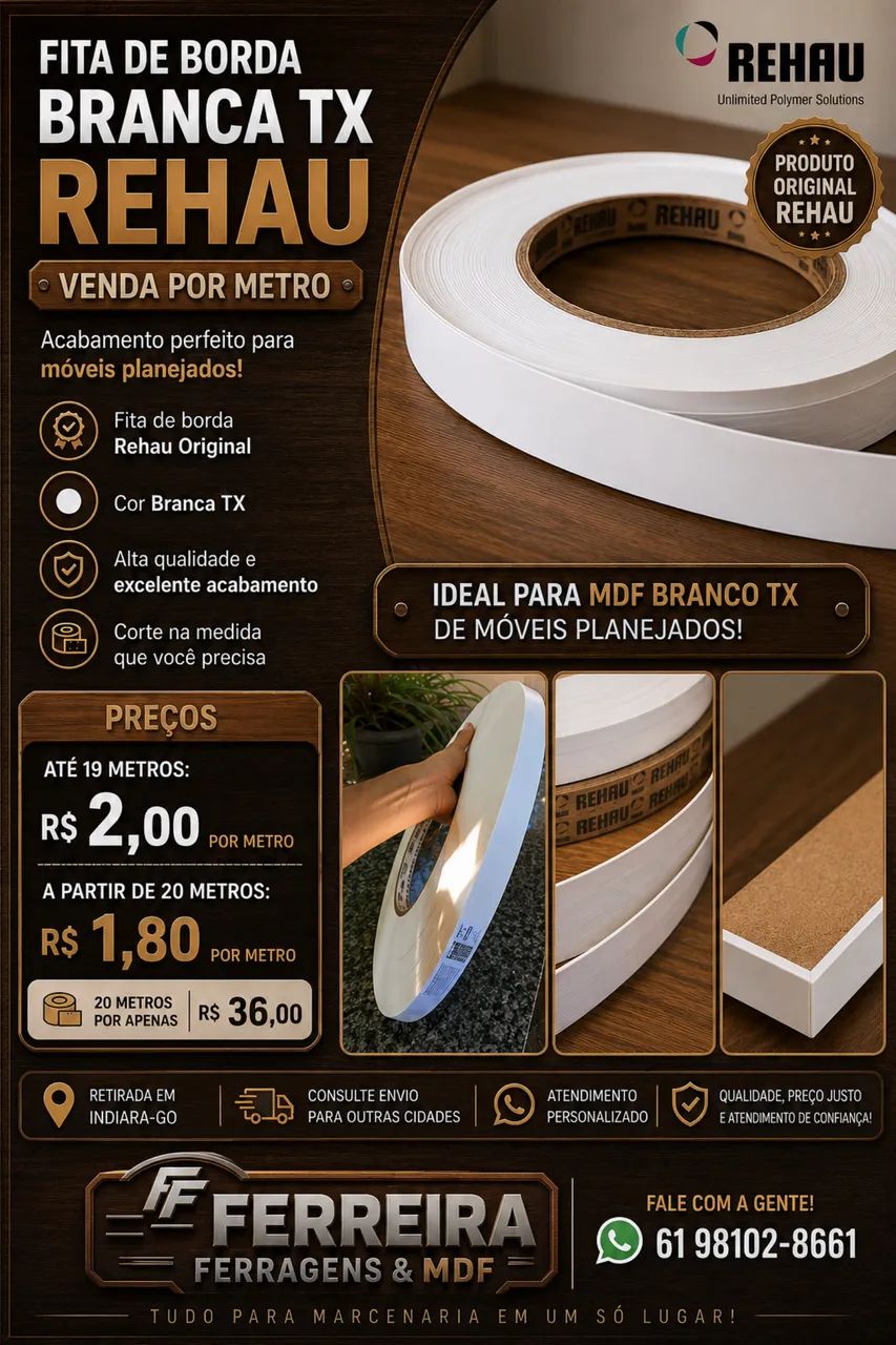 Fitas de bordas para Mdf Branco TX - Foto 3