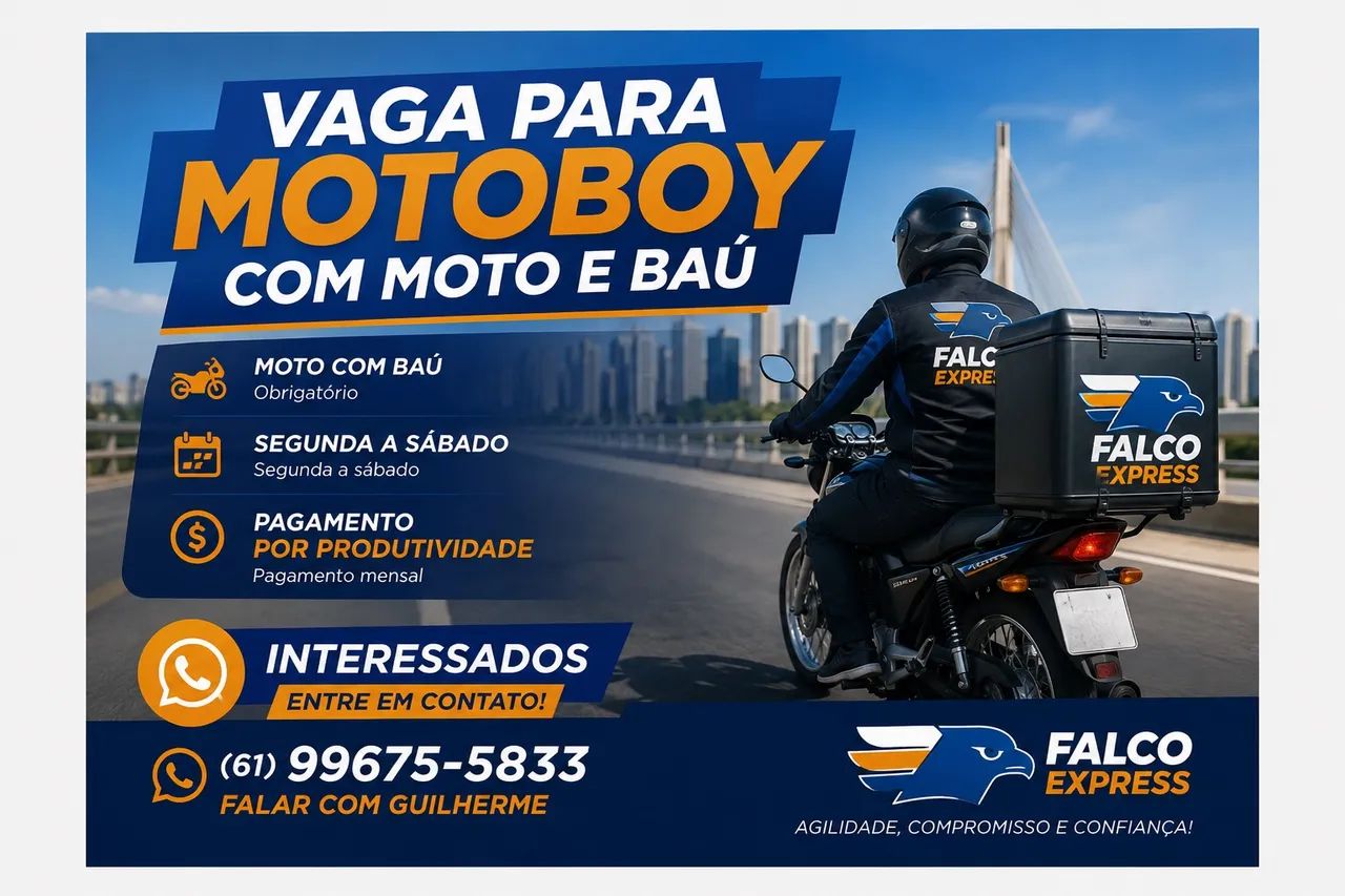 VAGA PARA MOTOBOY COM MOTO QUE POSSUA BAÚ 1