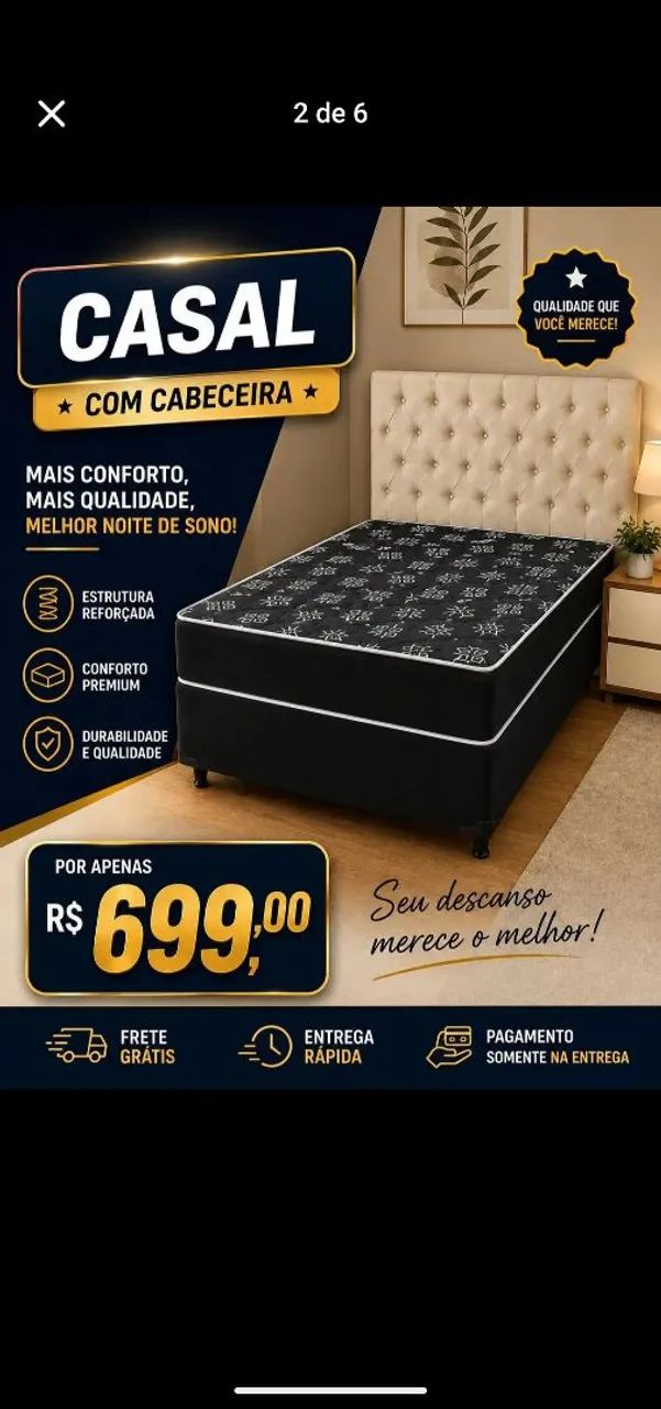 Cabeceira e cama box novas com frete grátis aqui.