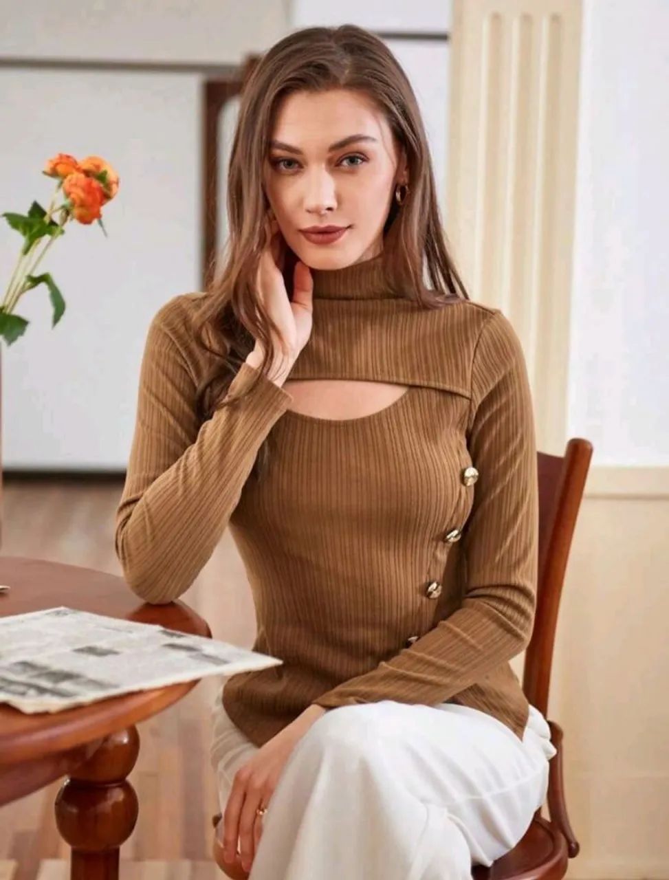 Blusa sexy com decote e Gola alta  - Foto 5