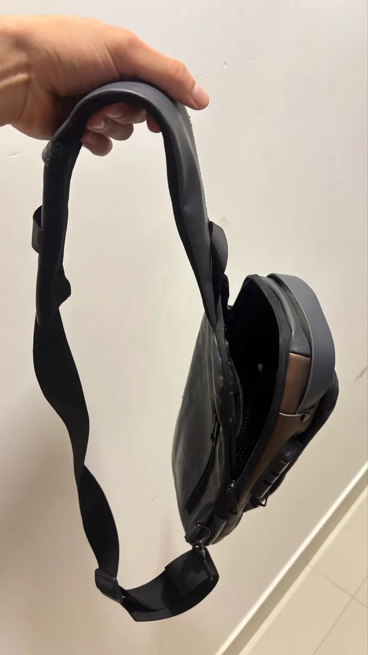 Shoulder Bag Masculina Cinza - Bolsa Transversal - Foto 3