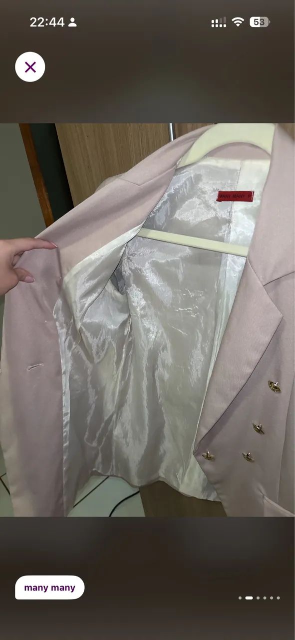 Blazer Feminino Rosa Claro P - Foto 4