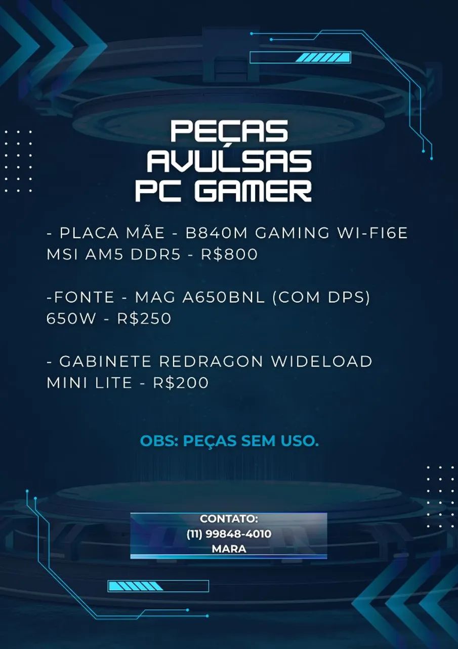 Peças PC novas sem uso 