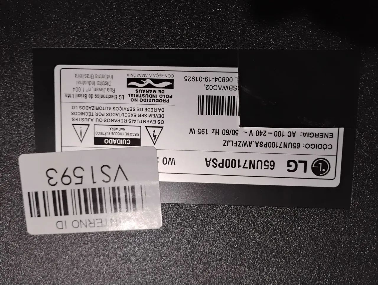 TV LG 65P para retirada de peças 