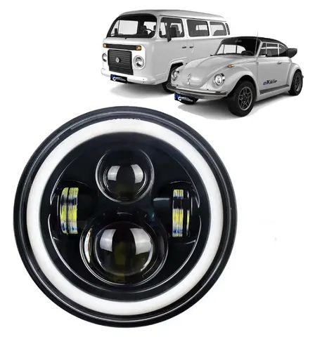 Farol de Led Redondo 7 Polegadas Angel Eyes Drl Função Seta 