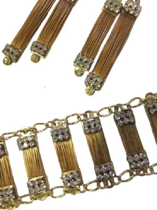 Pulseira Kit Com Brinco Palha Com Pedras Lindo ! - Foto 3