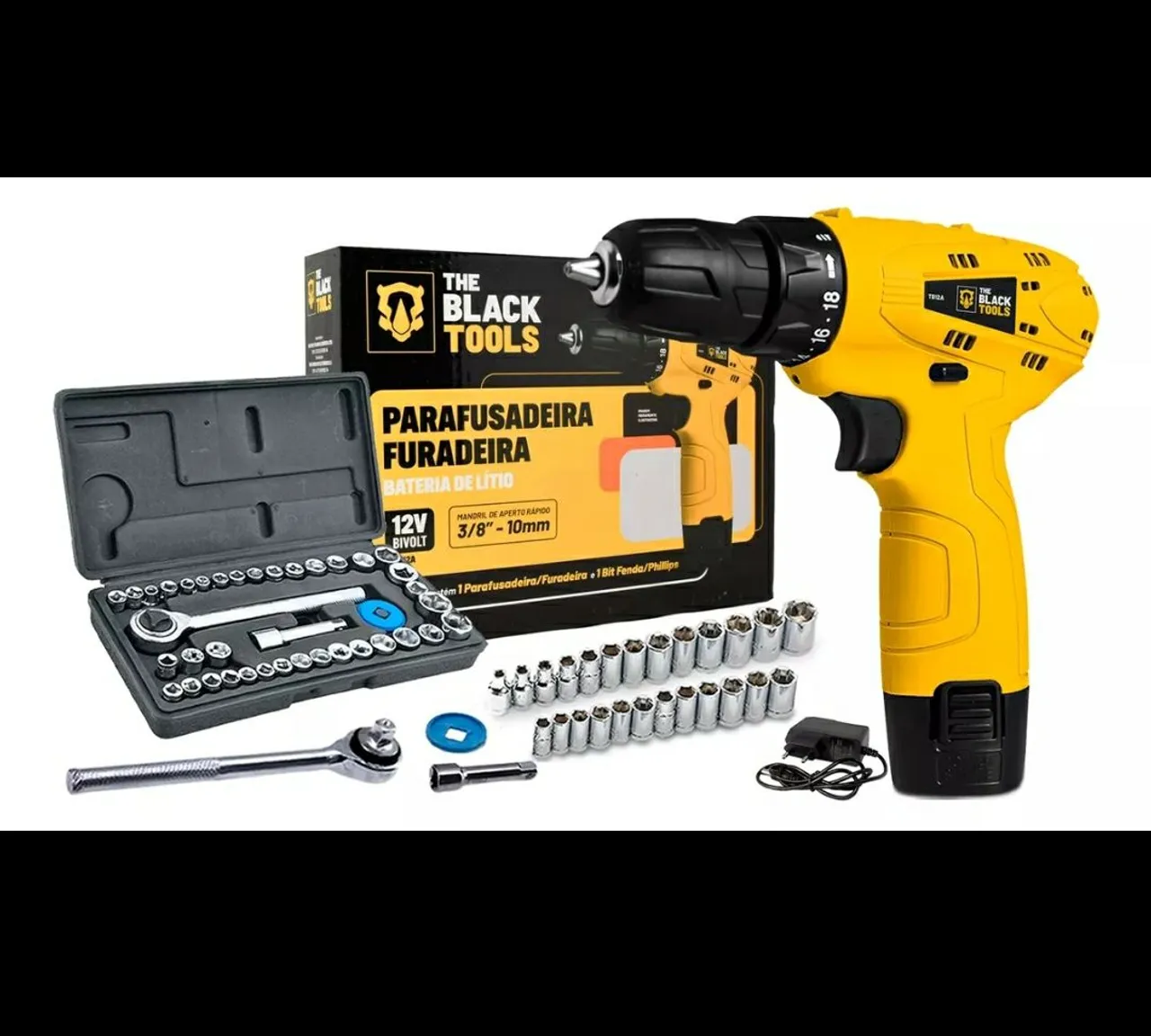 PROMOÇÃO - Parafusadeira Bivolt + kit Soquetes e Catraca 1/4 - Pronta Entrega
