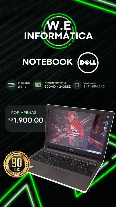 Notebook da Dell i5 7 geração 8gb SSD 240gb placa de vídeo brinde mouse e capa 