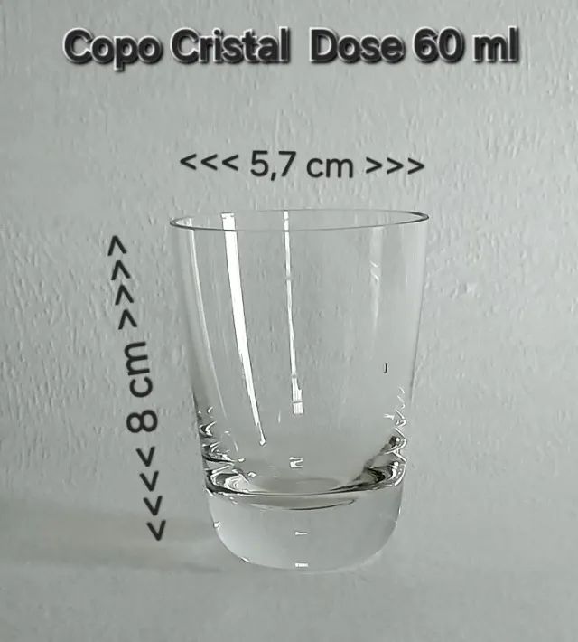Jogo Com 6 Copos em fino Cristal, Para Dose 60 ml. - Foto 2