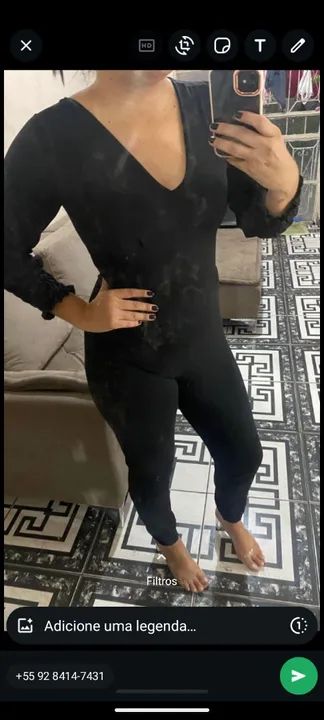 Macacão Preto Longo - Tamanho G - Foto 4