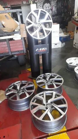 jogo de rodas jetta 17x7,5 5x112 et40 nova grafite diamantada - Foto 5