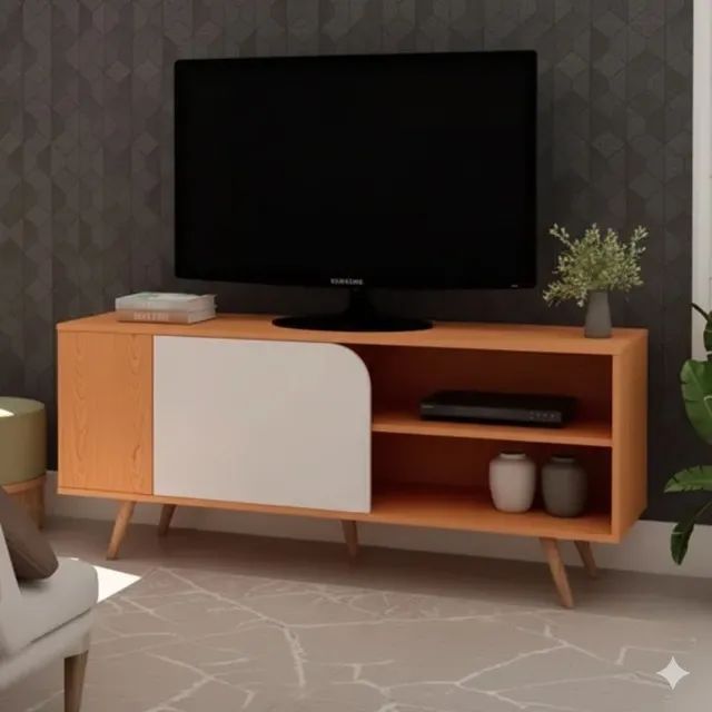 Bancada Rack lotus até 50 polegadas Cinamomo/Off White