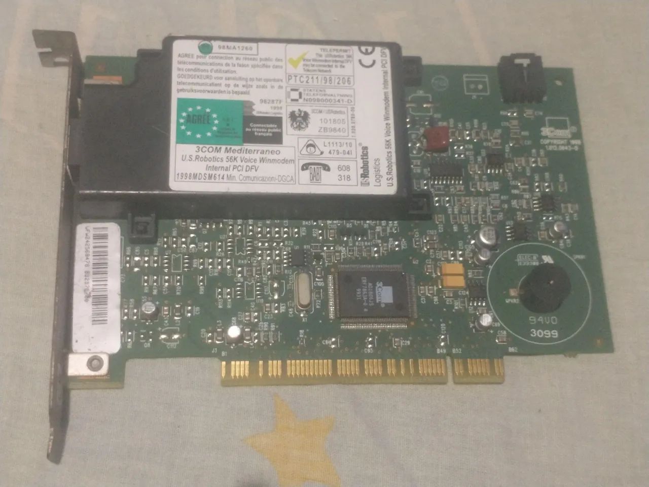 Placa de rede 56K Voice Winmodem Interna PCI 3Com U.S Robotics
