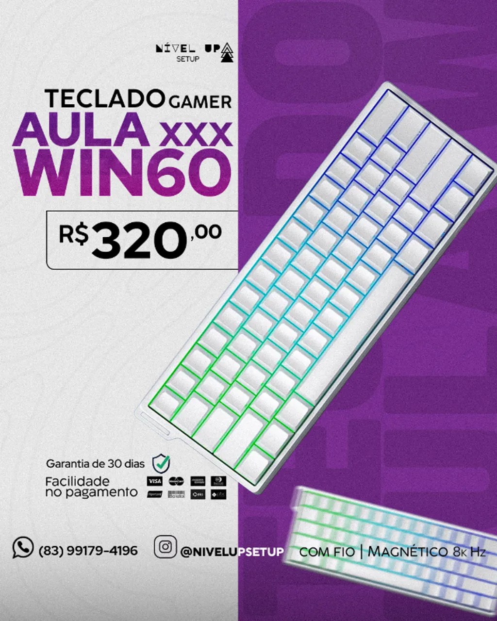 [NOVO] Teclado Magnético AULA WIN60HE - R$320