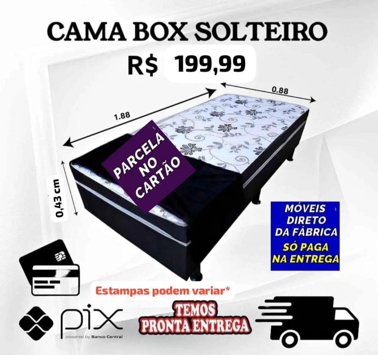 CAMAS BOX SOLTEIRO DIRETO DA FÁBRICA 
