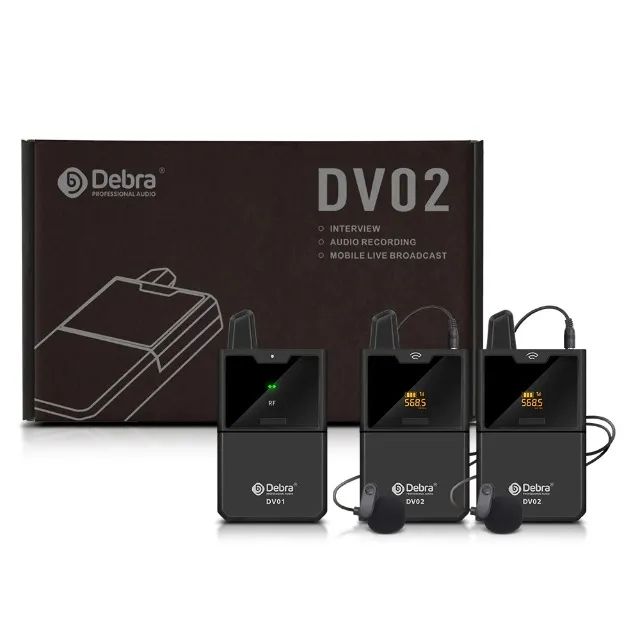 Microfone Lapela Sem Fio Duplo Uhf Debra Dv02