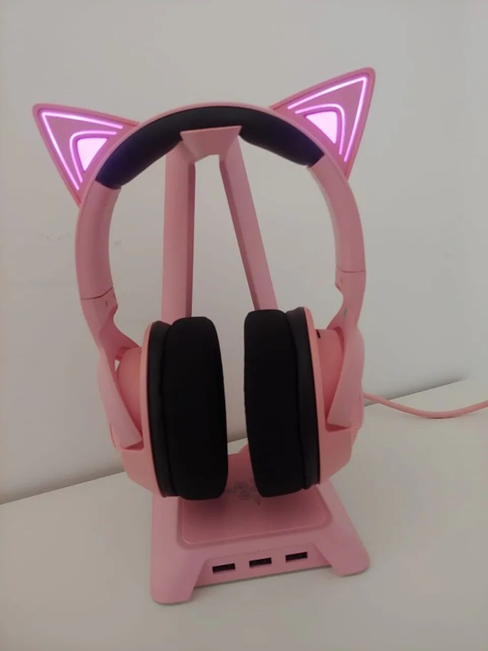 Kit Razer Headset Kraken Bt Kitty Edition + Suporte Razer Rosa