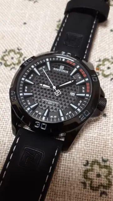 Relógio Naviforce original com pulseira de couro legítimo a prova d'água - Foto 3