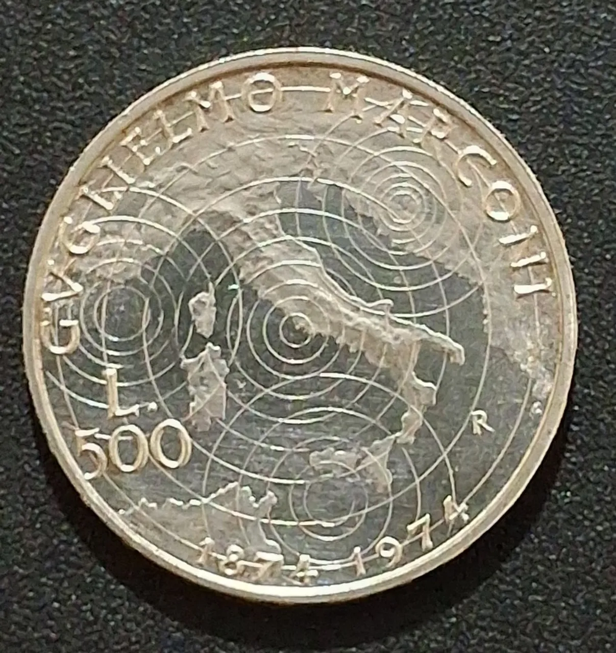 Moeda 500 Lire Guglielmo Marconi 1974