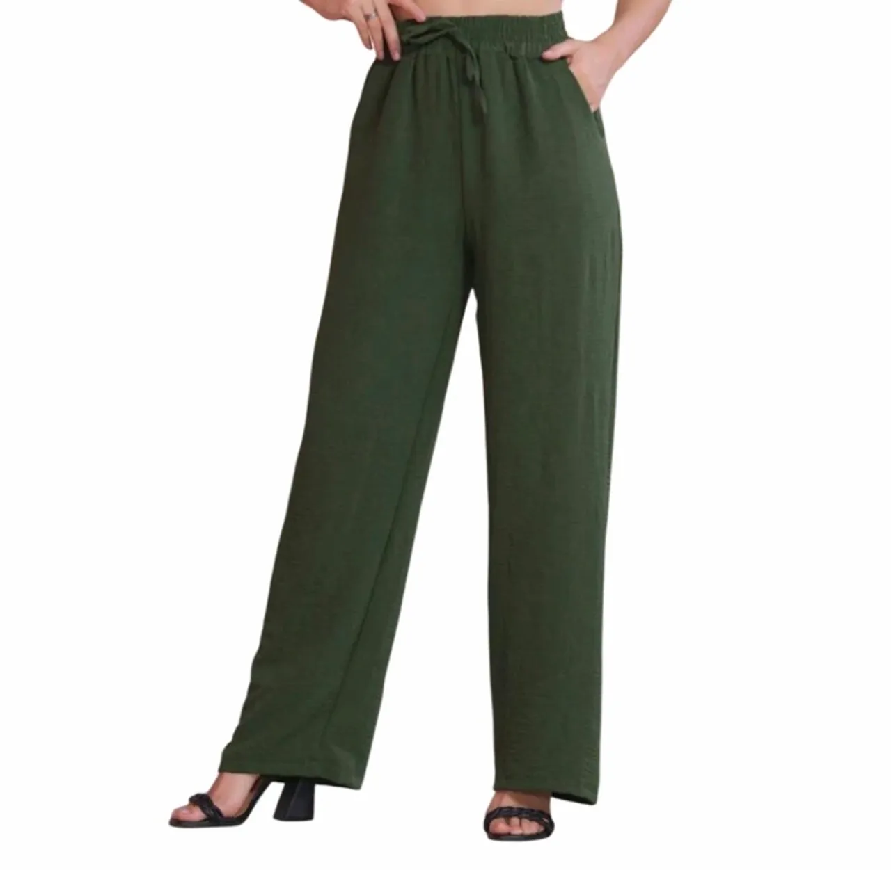 calça pantalona verde