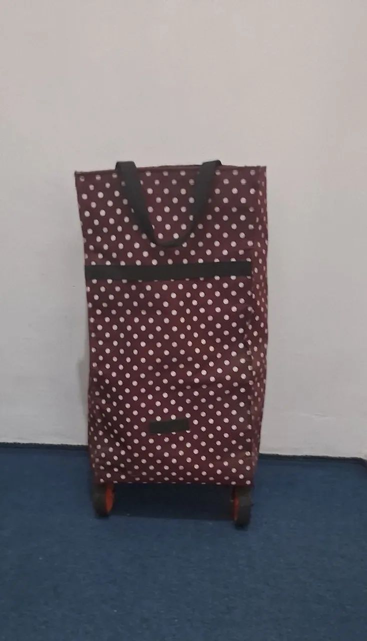 Bolsa sacola de compras dobrável com rodinhas