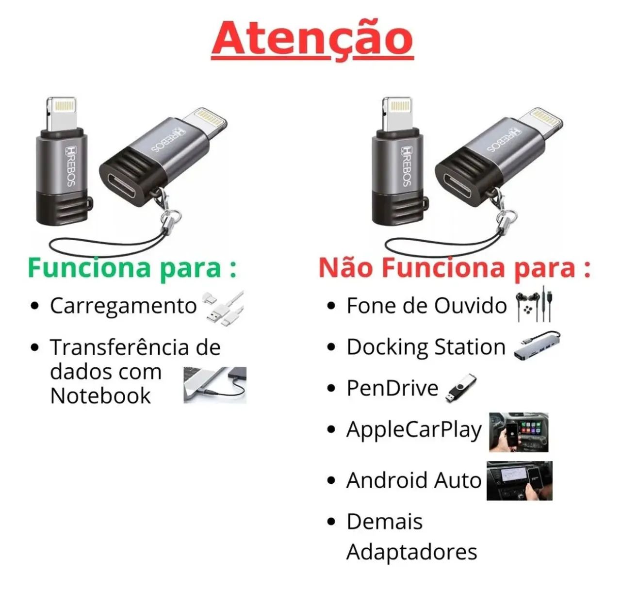 Adaptador Lightning para USB-C com chaveiro - Foto 2