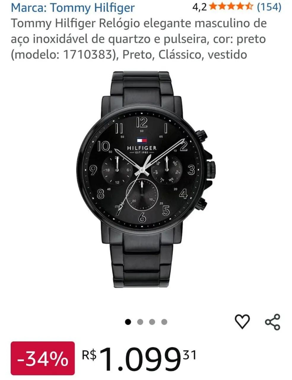 Vendo relógio Tommy Hilfiger preto de aço  - Foto 4