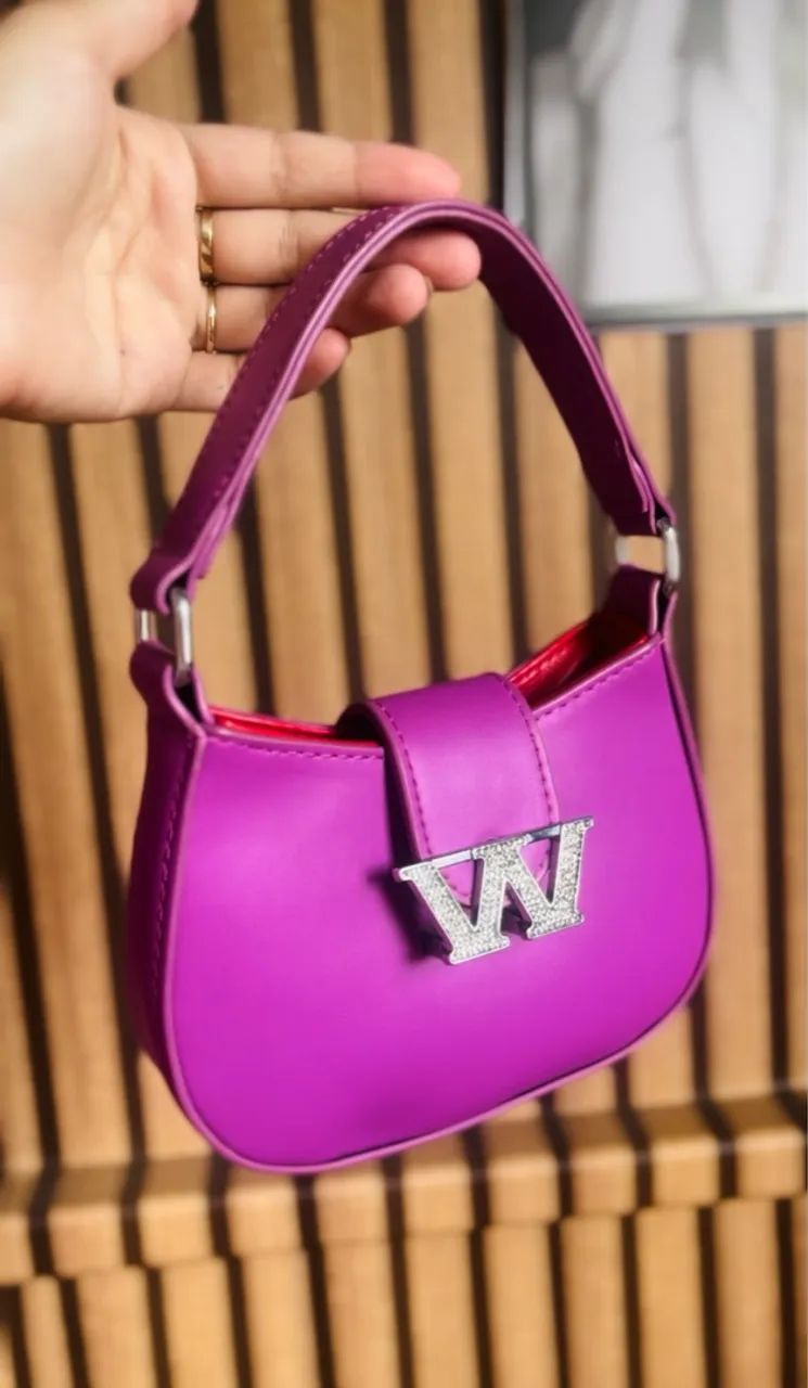 Bolsa W lilás de mão 