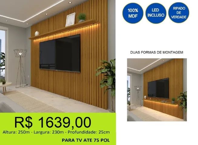 Painel ripado 2,30M Com led cor quente - Foto 2