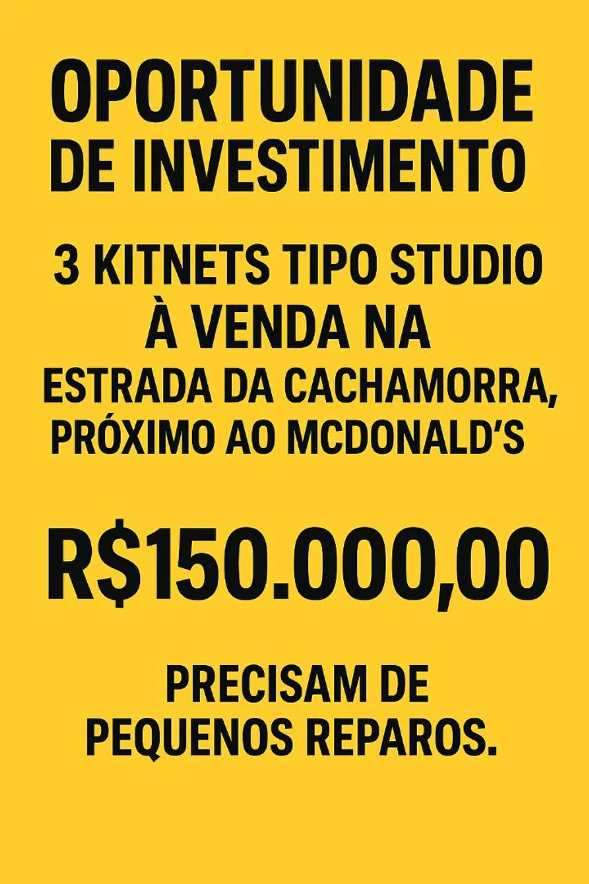3 kitnets tipo apartamento