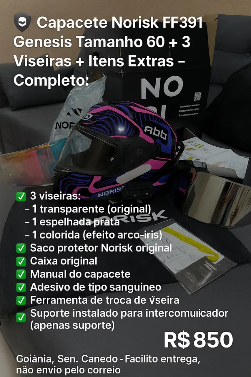 Capacete Norisk FF391 Genesis Completo - Tamanho 60