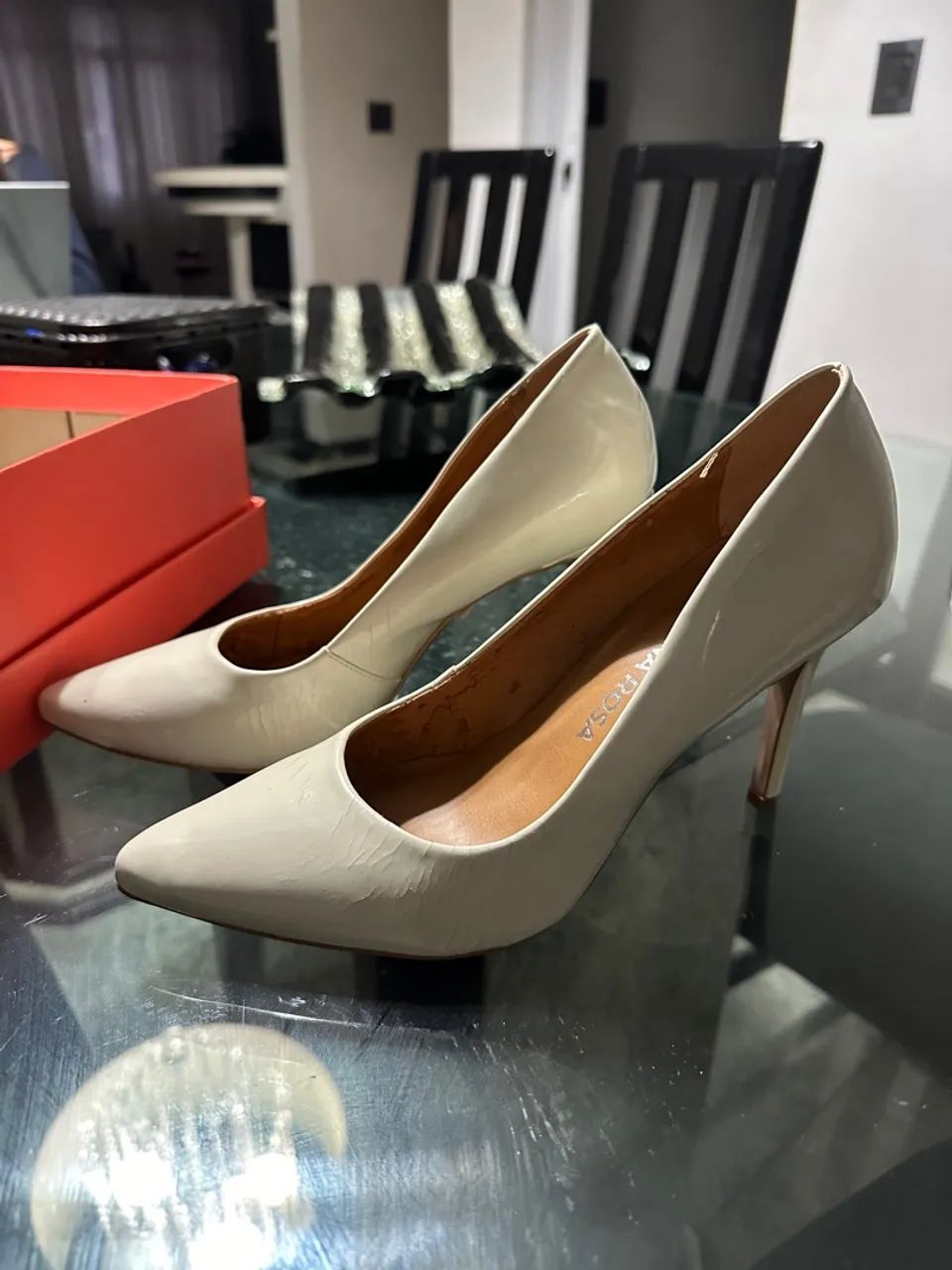 Scarpin Morena Rosa Salto Alto Couro N37 (Pouco usado) Calçados