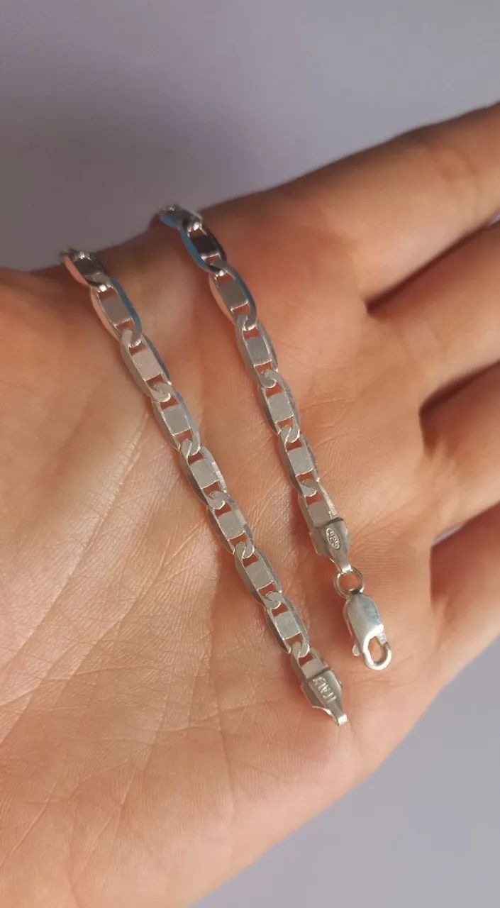 Pulseira piastrine prata 925 maciça  - Foto 3