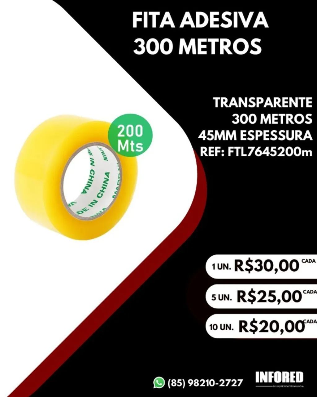 Fita adesiva 300 metros 