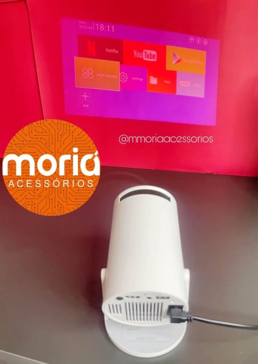 Projetor Data Show Android Smart Portátil Wifi Bluetooth Usb Cor Branco 110V/ - Foto 5