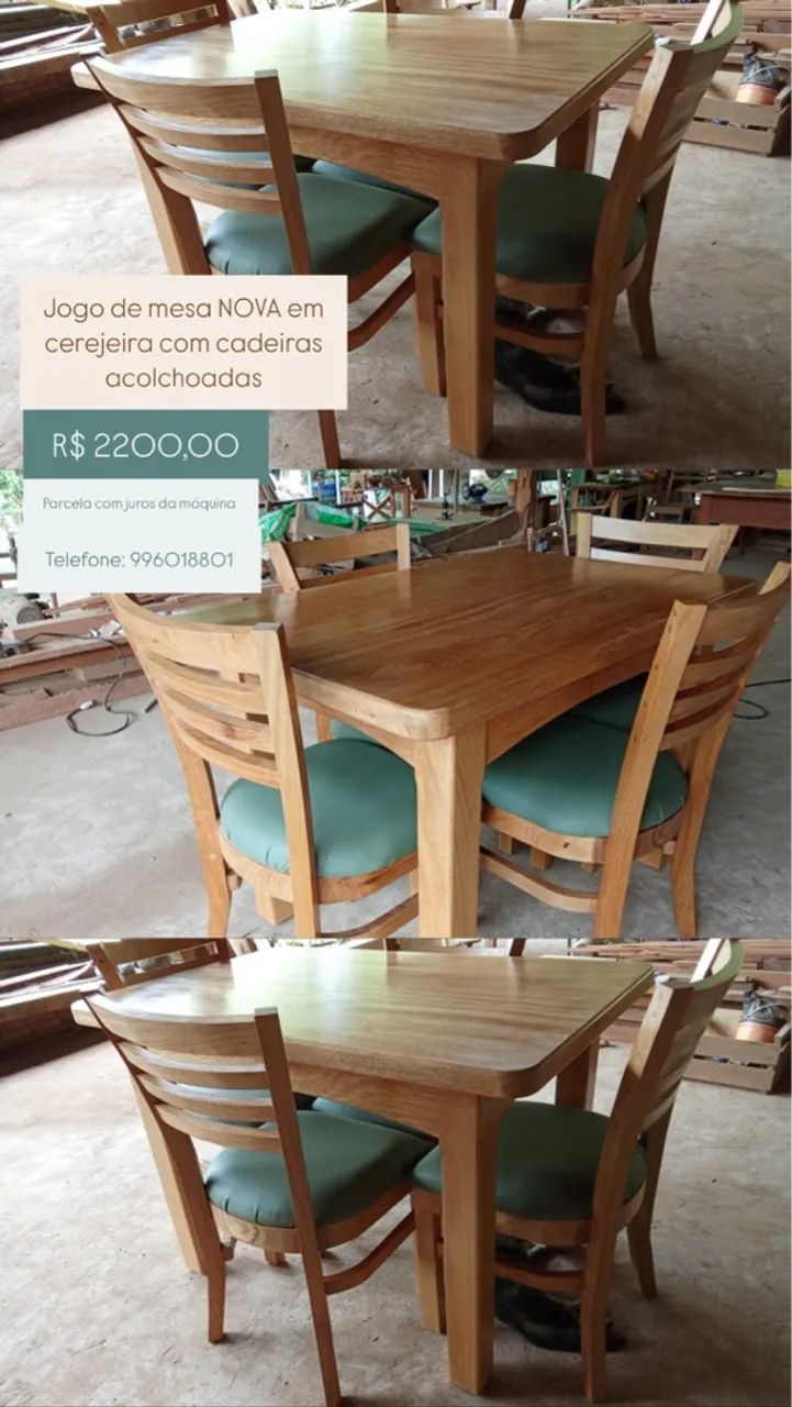 Conjunto Mesa de Jantar com 4 Cadeiras em Madeira - Foto 3