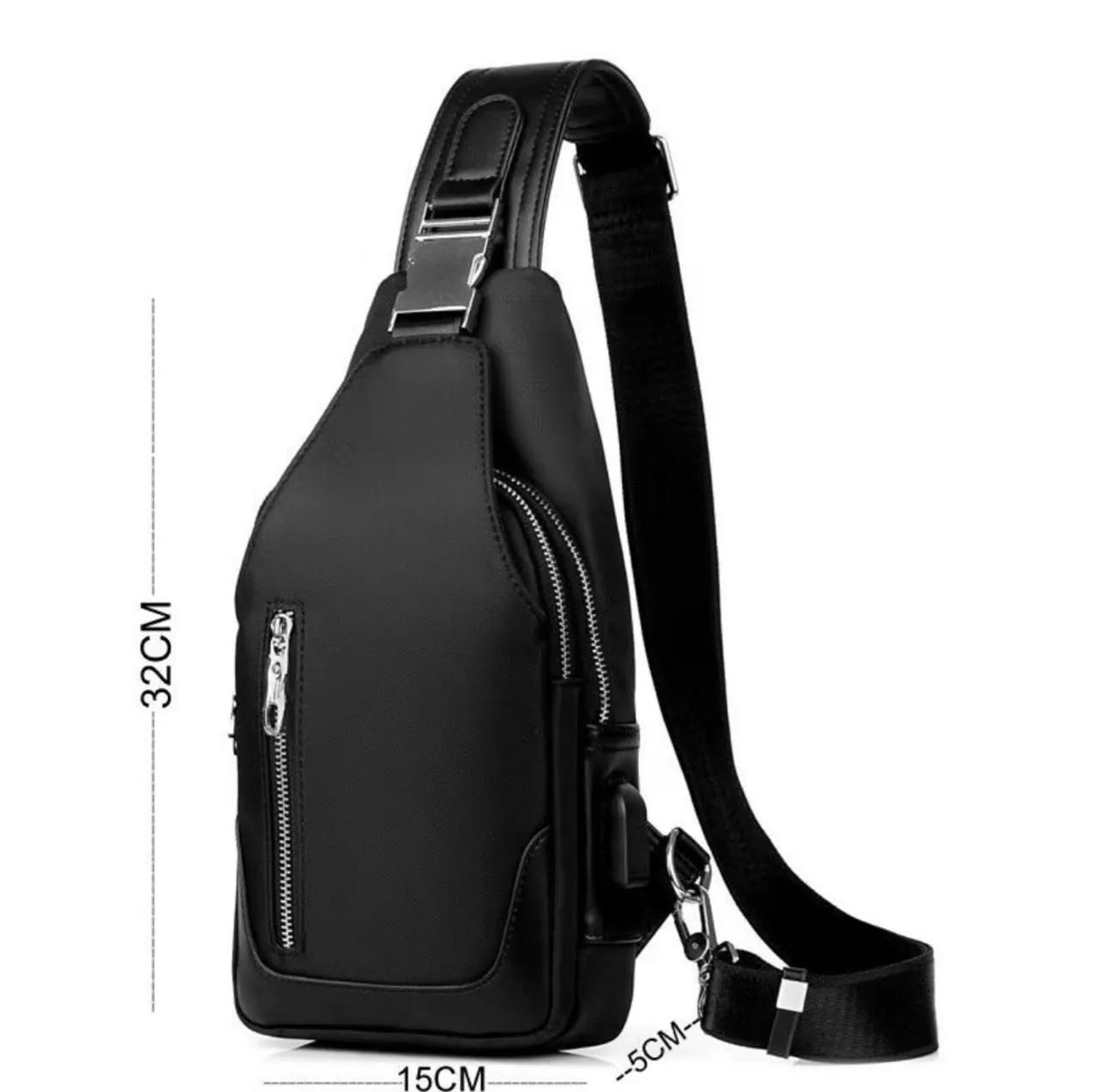 Mochila Sling Cinza - USB, Impermeável, Moderna - Foto 4