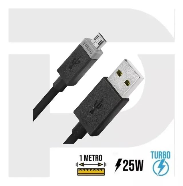 Cabo Micro USB Turbo Celular V8 1 Metro - Foto 3