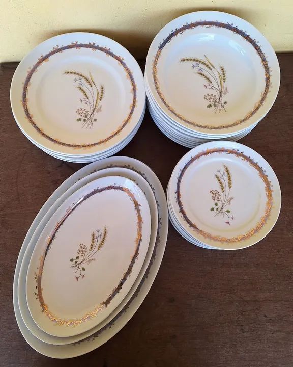 LINDAS PEÇAS EM PORCELANA SCHMIDT COM DELICADO DECALQUE DE TRIGOS, ANTIGUIDADE, RELÍQUIA. - Foto 3