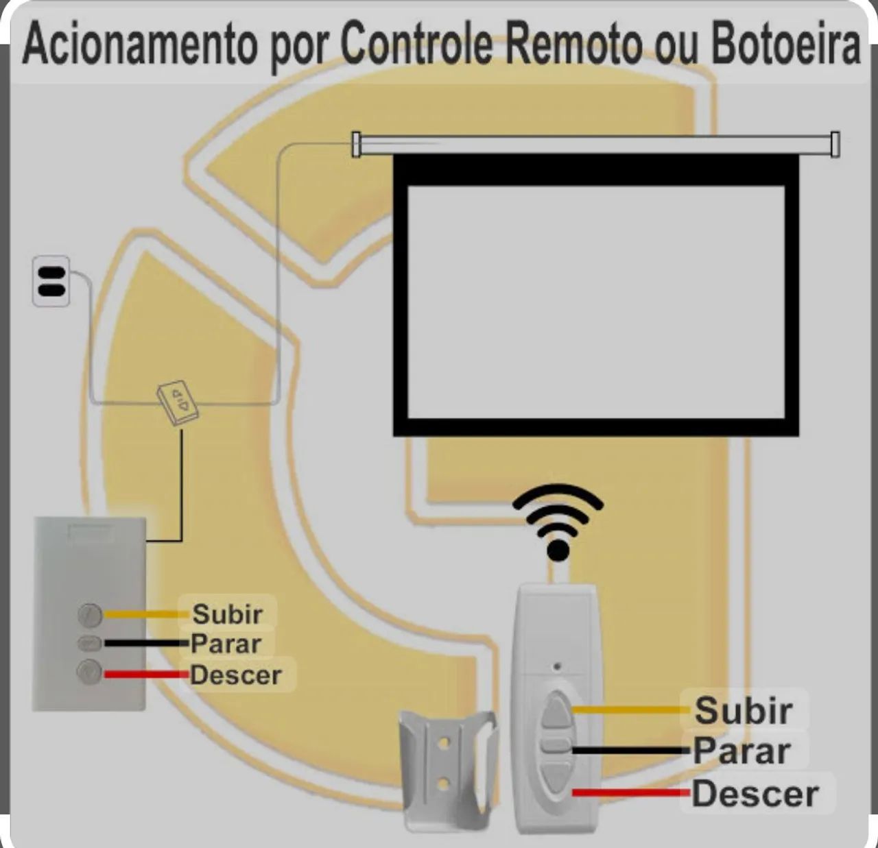 Kit Tela de Projeção elétrica para Cinema em Casa + mini projetor portátil - Foto 2