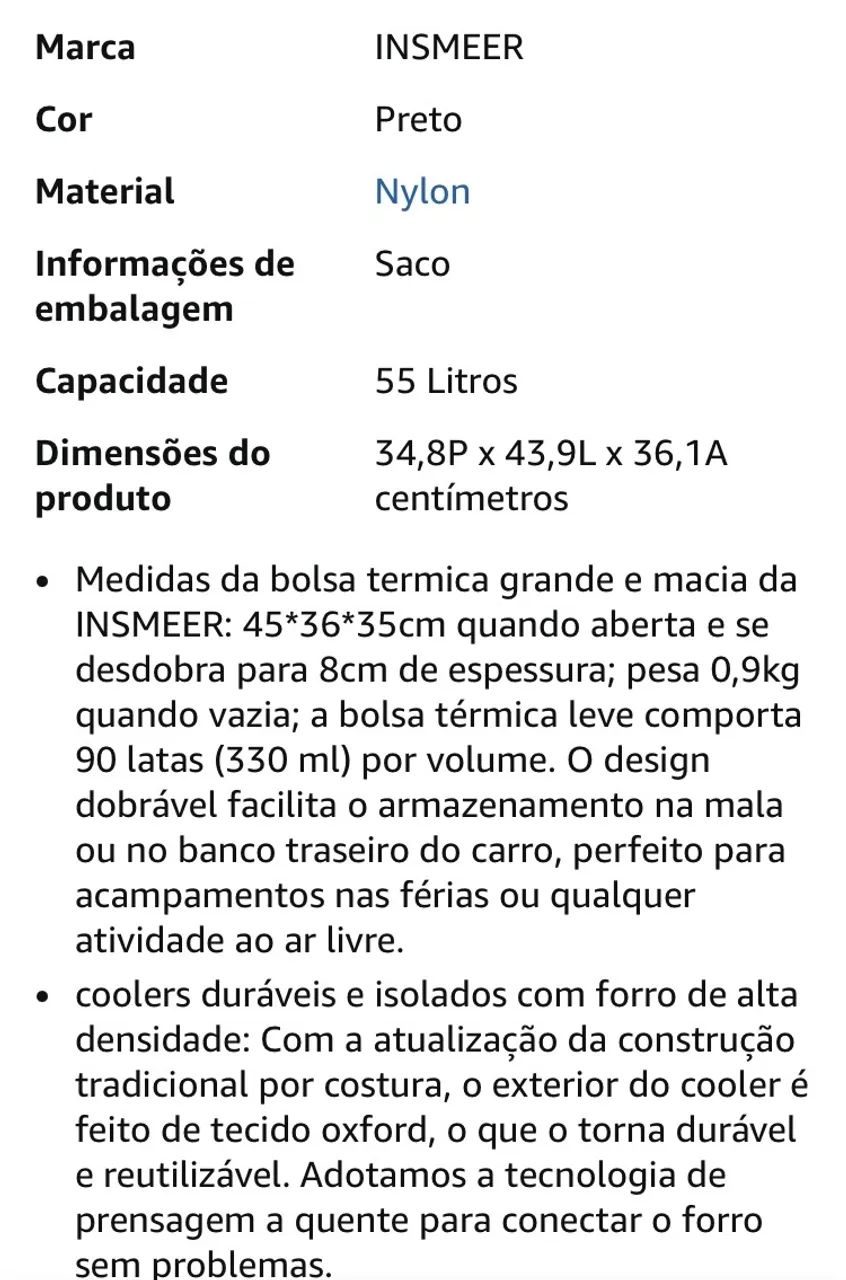 Bolsa Insmeer  Térmica para Acampamento, 55 Litros - Foto 5