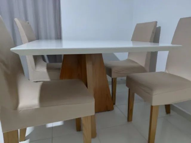 Mesa 4 cadeiras tampa de vidro - Foto 3