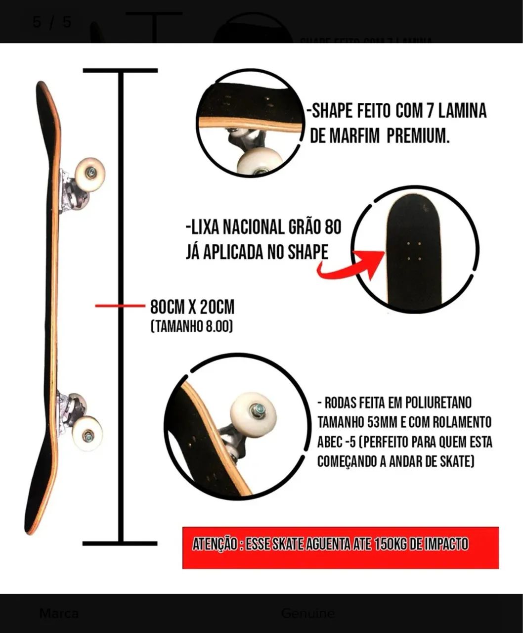 Skate profissional - novo no plástico - Foto 5