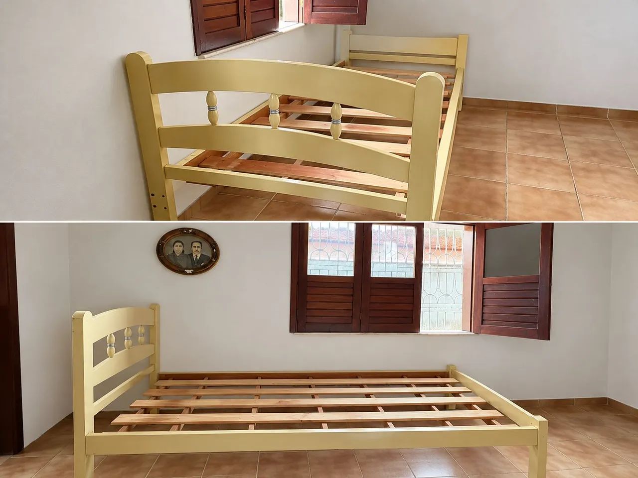Cama de madeira retrô