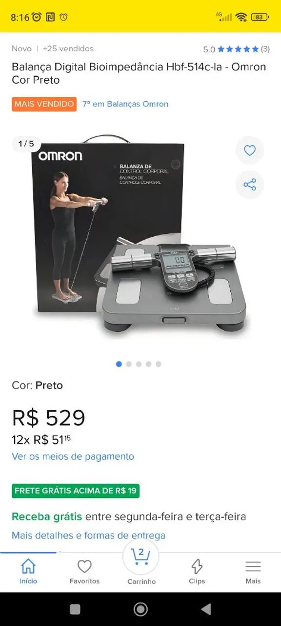 Balança de bioimpedância omron 