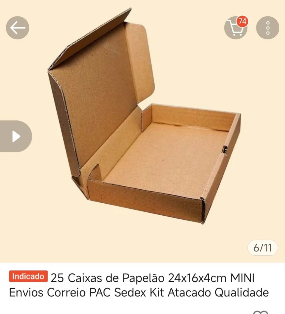 Caixa de papelão - 25 unidades  - Foto 3