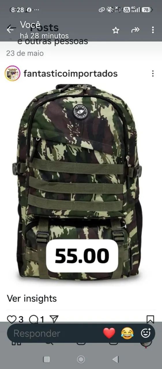Bolsa impermeável camuflada 