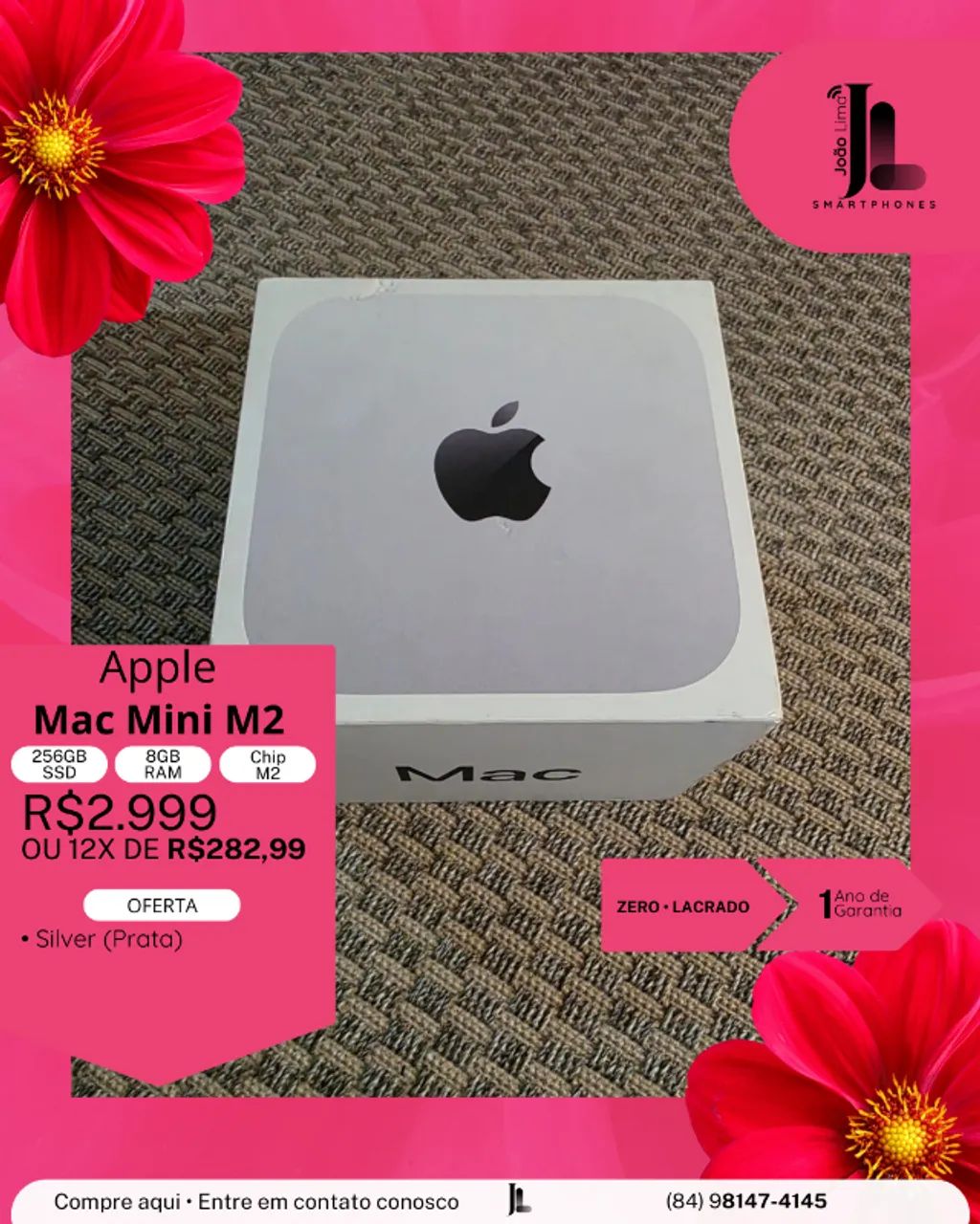 MAC MINI COM CHIP M2, 256GB, 8GB RAM, LACRADO, EXCLUSIVO