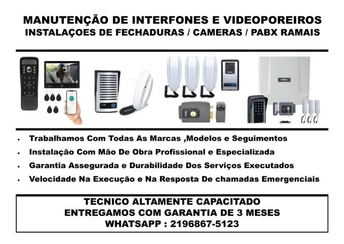 TECNICO  DE INTERFONIA /  CFTV / FECHADURAS  