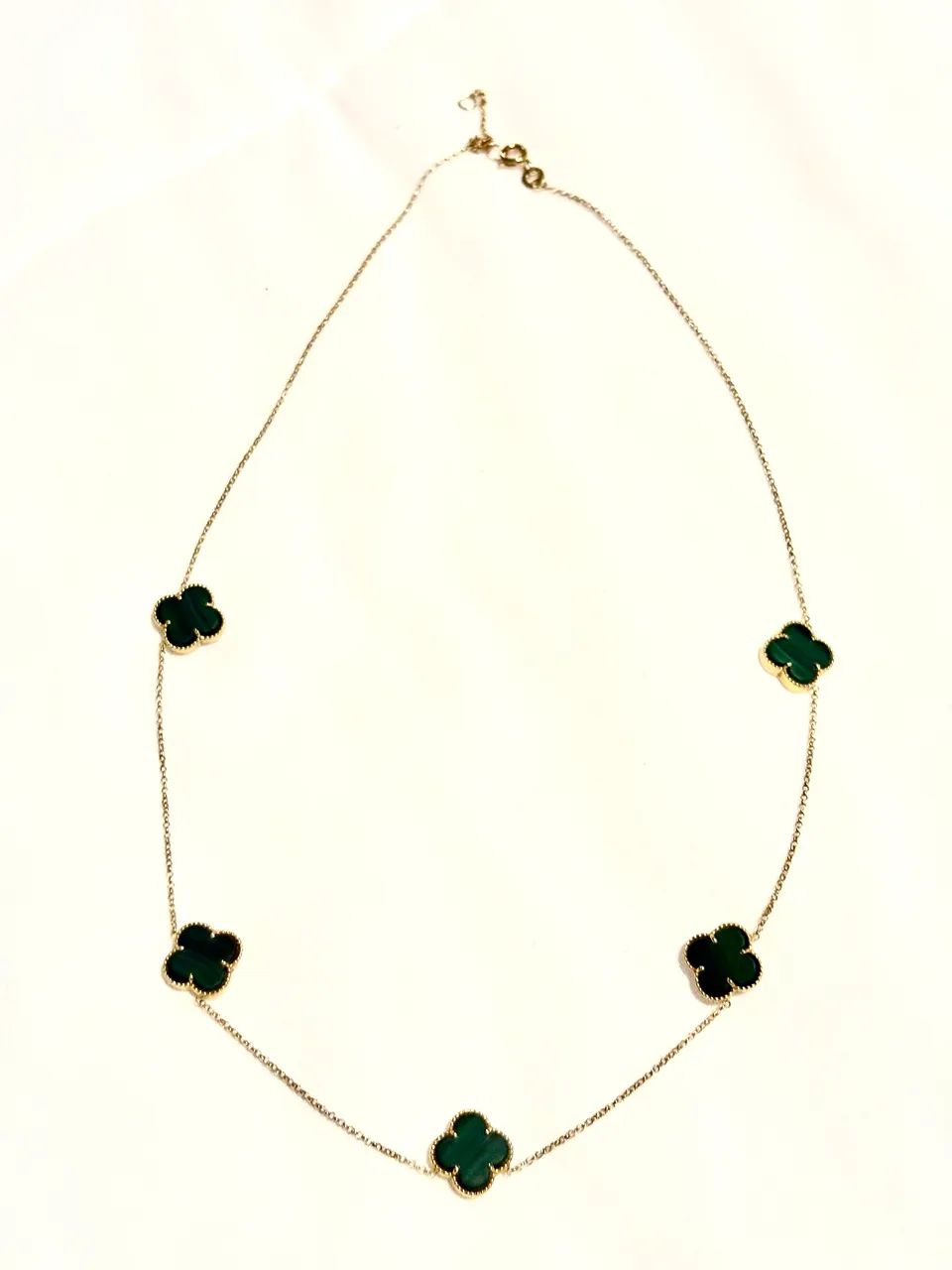 Colar trevo verde de ouro 18k